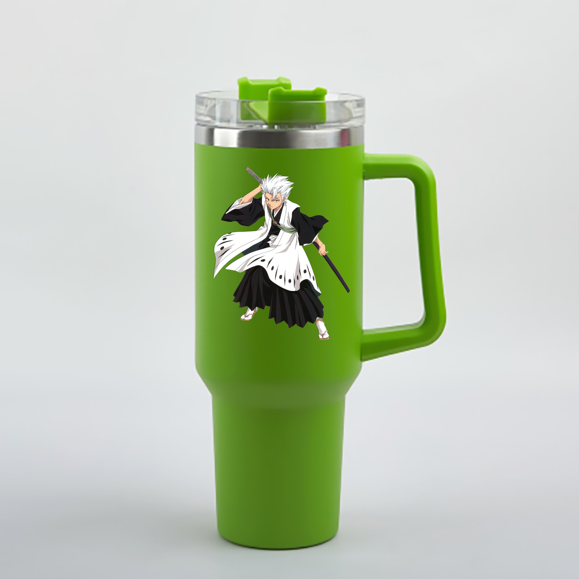 （画像用） ブリーチ 日番谷冬獅郎（ひつがや とうしろう） BLEACH Hitsugaya Toushirou 1200mL車用タンブラー - クリスタルステッカー（プラスチックストロー付き）